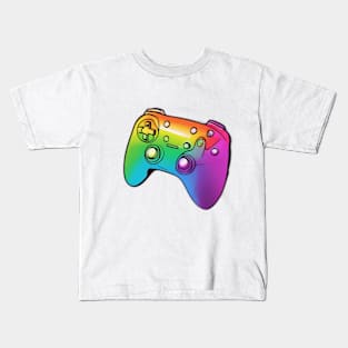 Neon Rainbow Gaming Controller Design No. 546 Kids T-Shirt